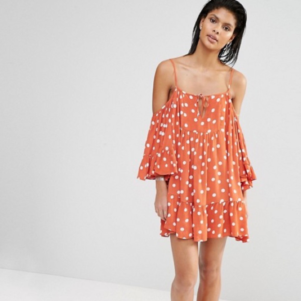 Tularosa Hattie polka dot smock dress small